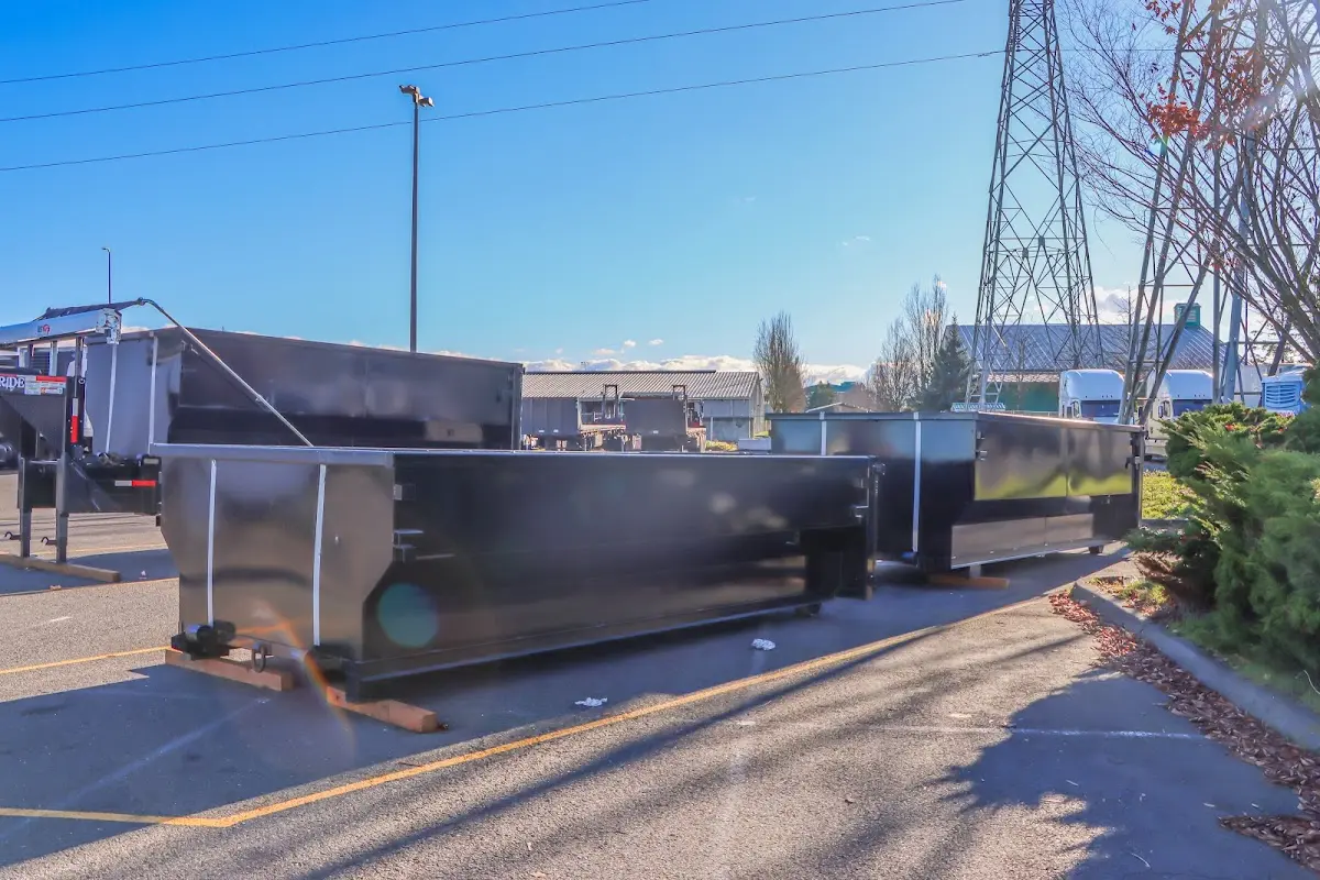 Roll-off dumpster ready for waste disposal at job site for Demolition Dumpster Rental in Hillcrest Heights